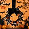 Pumpkin Wreath Halloween for Front Door 9 Inch with Black Entrance Decor