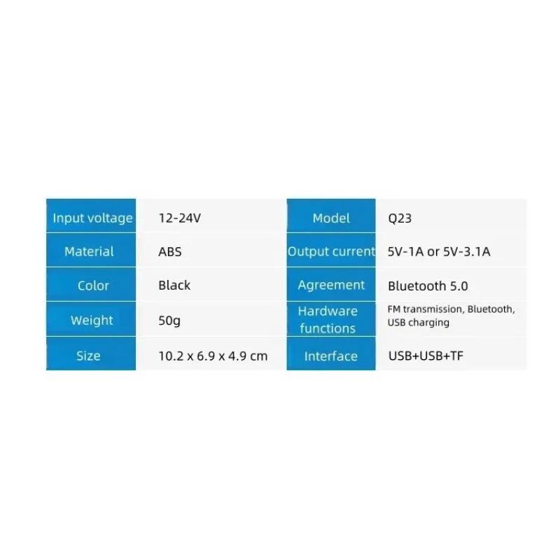 Auto Bluetooth 5.0 FM vysílač Handsfree Q6 Autorádio Nabíječka Adaptér Přehrávač Rychlý USB Modulátor MP3 Rádio Zapalovač