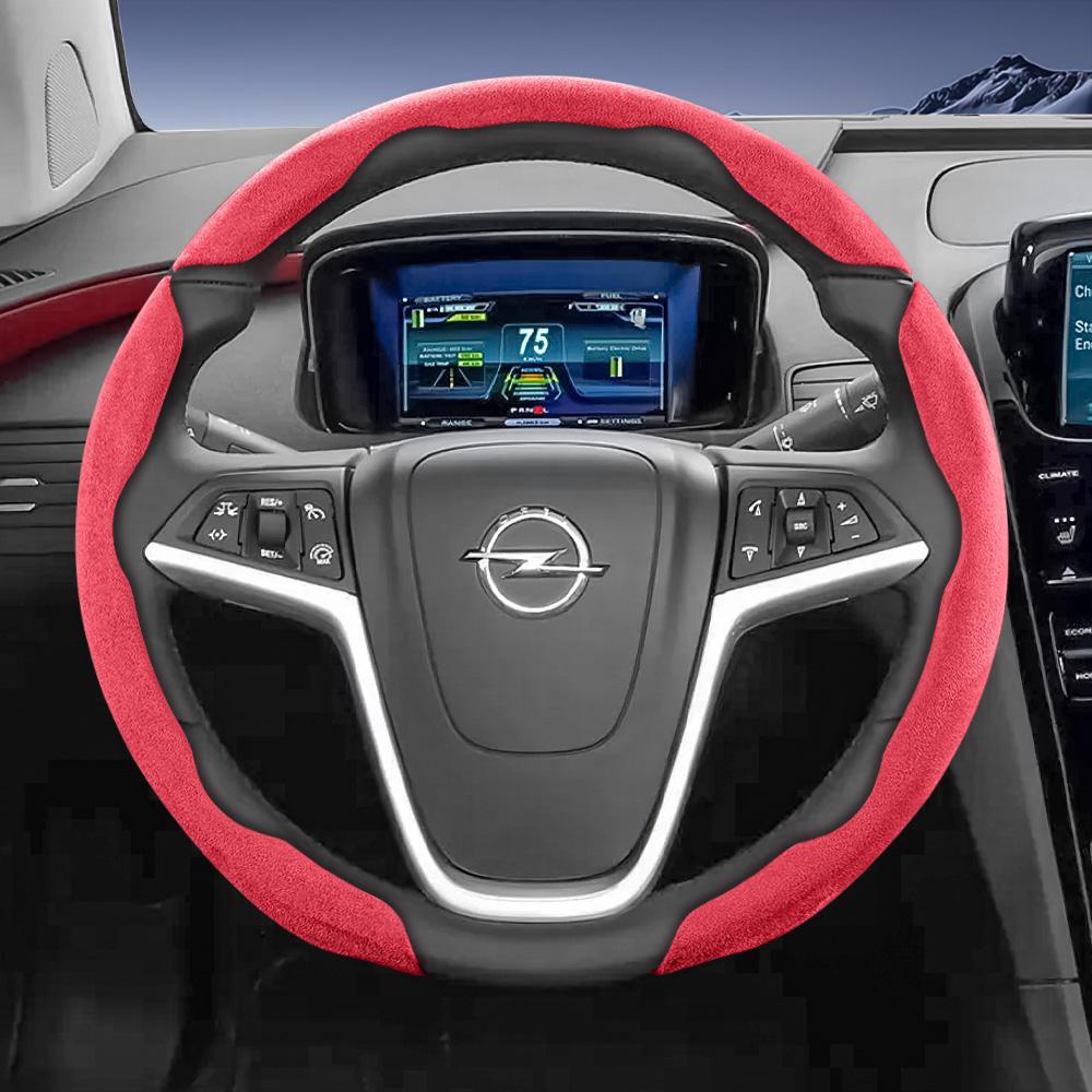 Suitable for Opel Sports Suede Steering Wheel Cover, Split Snap-On Anti-Slip Style, for Models Such As Corsa, Mokka, Astra, Grandland, Combo, Zafira, 