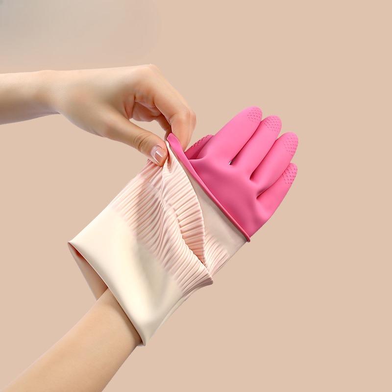 Household Cleaning Latex Gloves, Kitchen Dishwashing Waterproof and Stain-resistant Gloves, Household Anti-slip and Wear-resistant Gloves