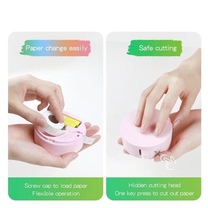 Mini imprimantă termică de etichete fără cerneală Mașină de făcut etichete Bluetooth fără fir pentru imprimarea etichetelor telefonului mobil + 2 role de hârtie