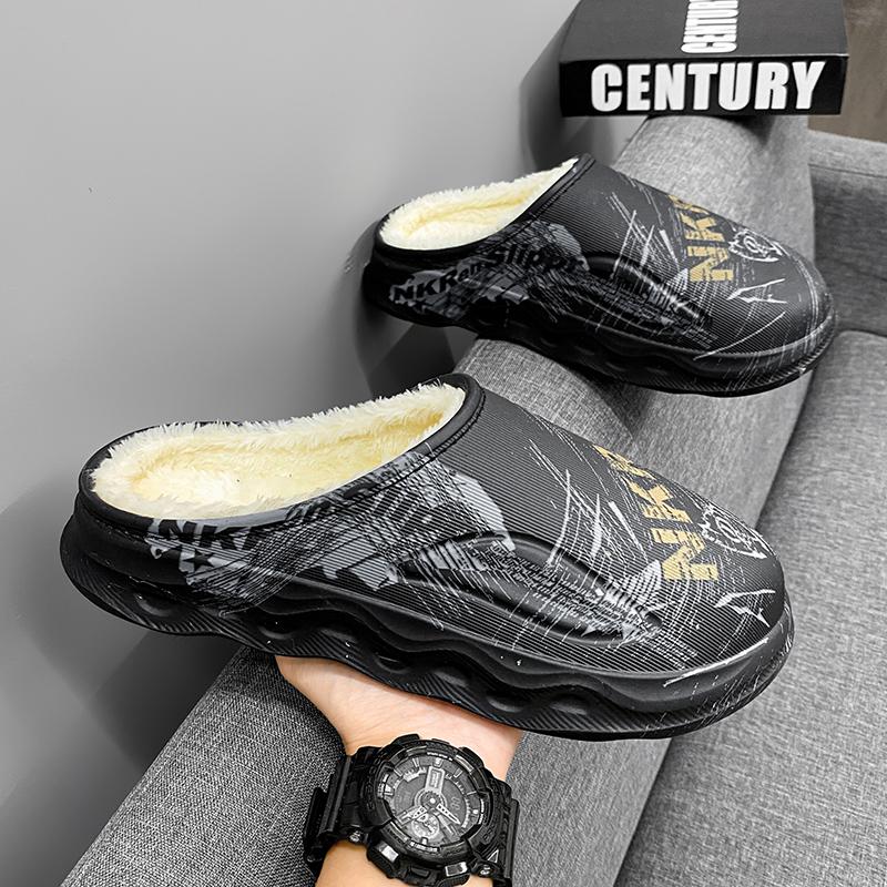 Fashion Winter Slippers For Men Eva Casual Shoe Indoor Ourdoor Warm Plush Non-slip Platform Waterproof Young Fashion Footwear New Style