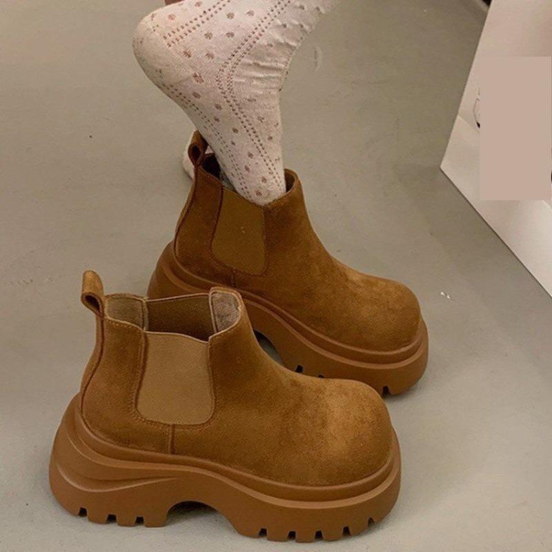 Thick-soled Shoes, Muffins, Thick-soled Light Boots, Chimney Boots, Single Boots, Short Boots for Women
