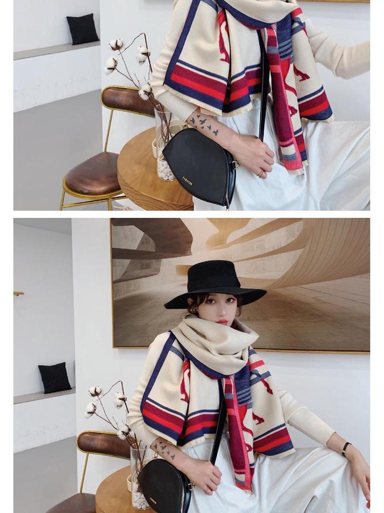 Women's Imitation Cashmere Scarf: Versatile Autumn/Winter Warm Double-Sided Wool Snood and High-End Dual-Use Shawl