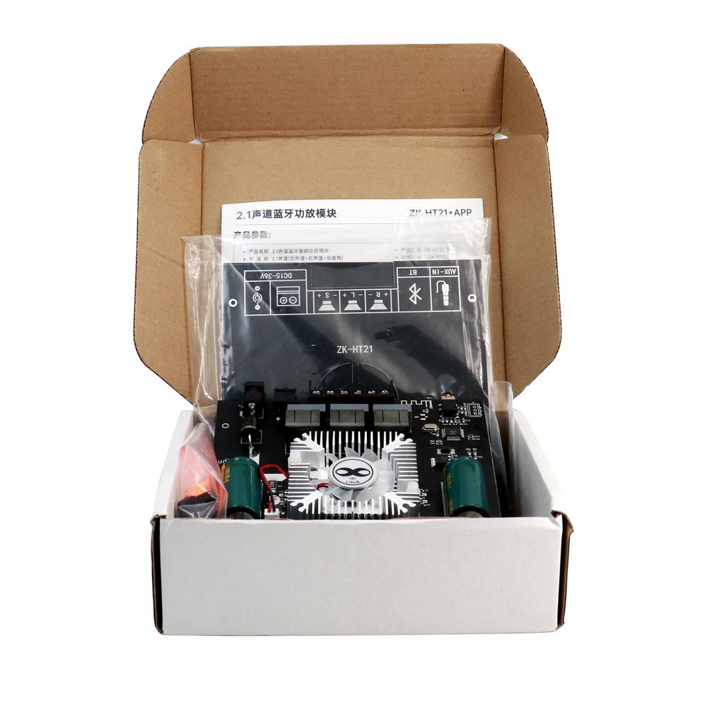 ZK-HT21 3G Bluetooth 5.0 Amplifier Module 2.1 Channel TDA7498E 160Wx2+220W Subwoofer Support AUX USB APP Control