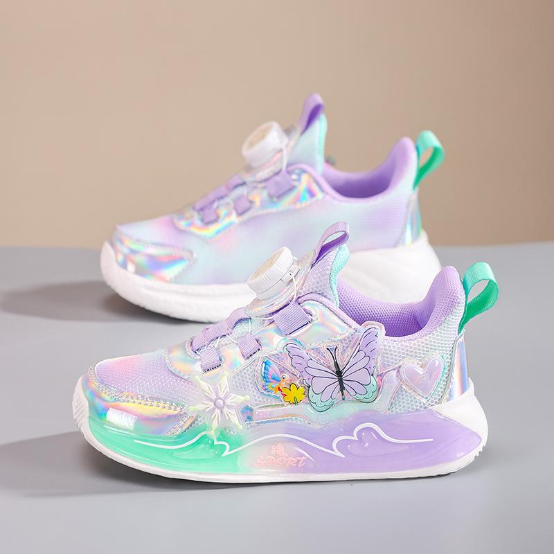 Girls' 2025 Spring Cartoon Mesh Sports Shoes - Breathable & Soft Sole for Kids