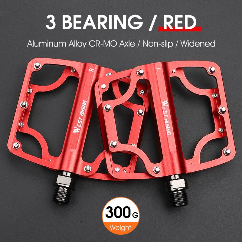 WEST BIKING Bicycle Ultralight Pedal 3 Bearing Pedals Aluminum Alloy CRMO Cycling Footboard for BMX MTB Bike Pedals Accessories