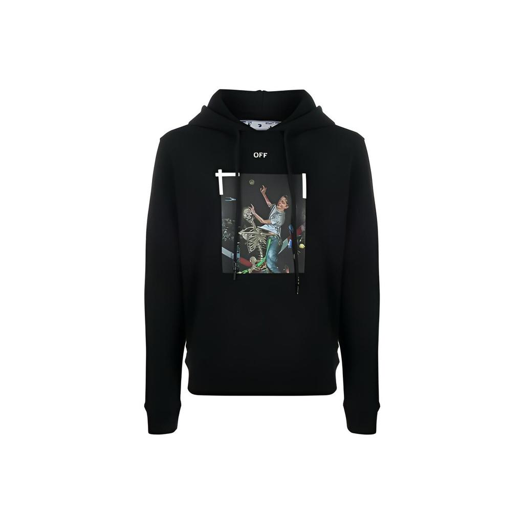 Off-White Pascal Print Slim Hoodie Black/White Men Tops OMBB034F20FLE0111001