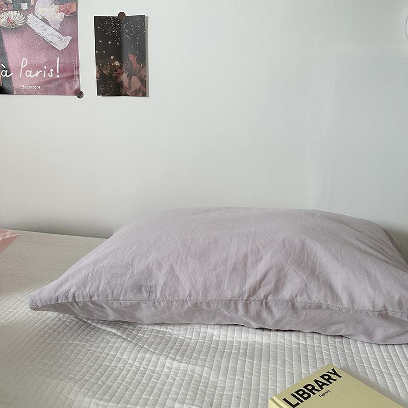 Solid Color Striped Pure Cotton Pillowcase (Single Piece)