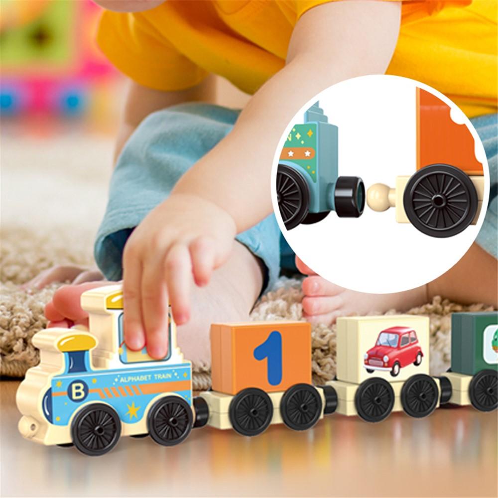 Edukacyjny Pociąg Drewniany Z Literkami - Train Fun 16 Elementów