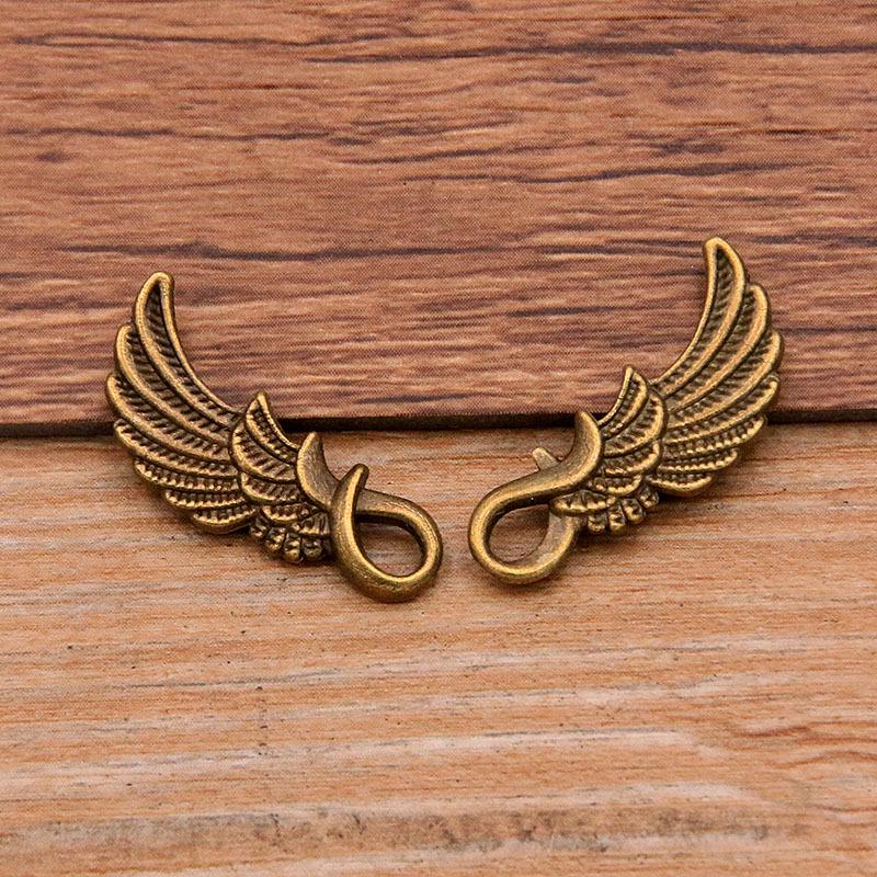 Retro Alloy Wing Pendant for DIY Jewelry, 24x10mm, 1262
