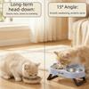 Stainless Steel Raised Pet Feeder Double Bowl Cat Feeding Dish Elevated Cat Bowl  For Cats