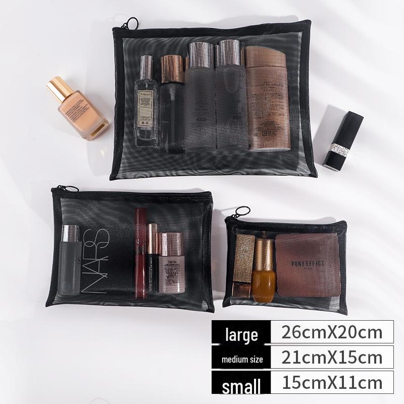 Korean Mini Mesh Travel Cosmetic Bag Set - Cute, Portable, Simple Storage Solution