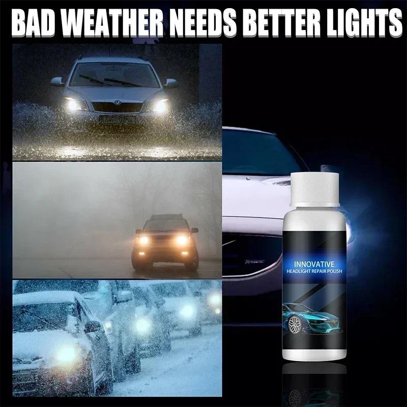 Car Headlight Refurbished Repair Refurbishment Liquid Car Light Repair Agent Headlight Renewal Polish Restore Fluid 20/30/50ml