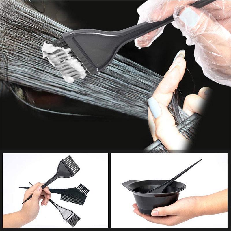 4-Piece Hairdressing Tool Set: Dyeing Bowl & Comb Kit for Home Use