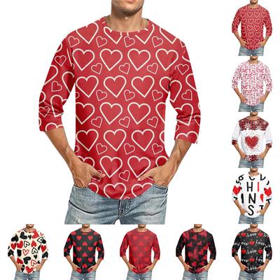 Men's Round Neck Seven Quarter Sleeve Top T-shirt, Men's Casual Loose Seven Quarter Sleeve