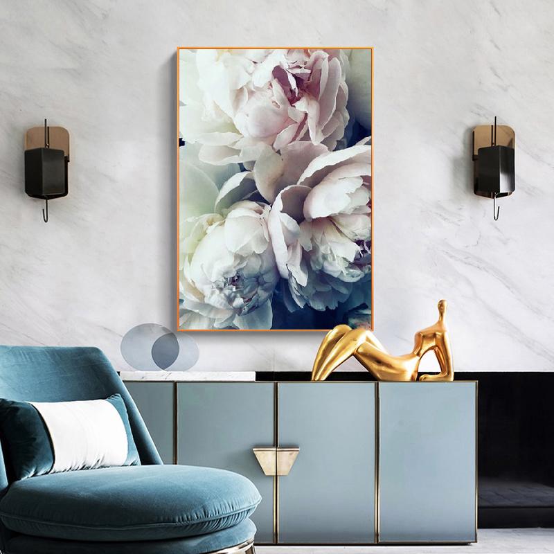 Nordic Elegant Bloom Peony Flower Oil on Canvas Karting on the Wall Art Posteri and Prints Wall Art Picture Home Decoration
