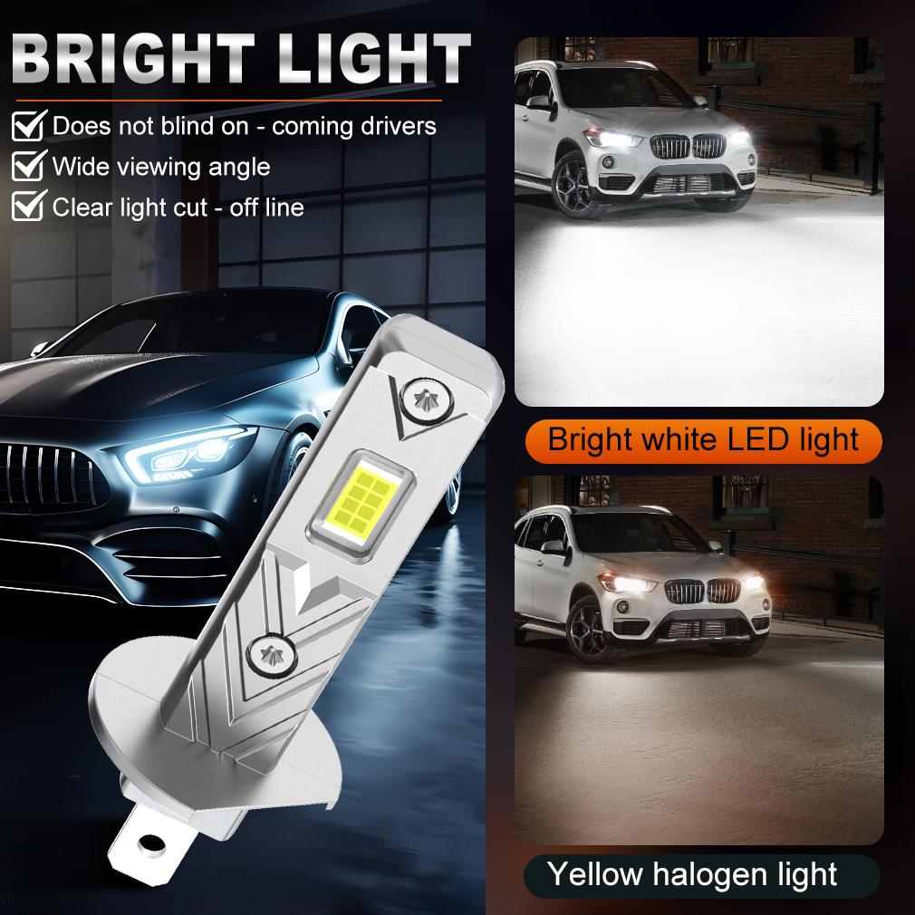 2 st 12000LM H1 H3 LED Strålkastarlampor Mini H1 LED Dimljus 30W CSP för Bilstrålkastare Fläktlös DRL Ljus Auto Dagtidskörningsljus 12V 6500K Vit