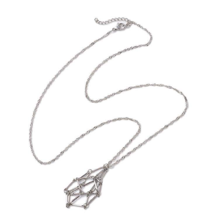 3 Stück Leerer Kristallhalter Käfig Halskette Stapelbar Halskette für Männer Frauen DIY Schmuck Geschenk und Modeaccessoires