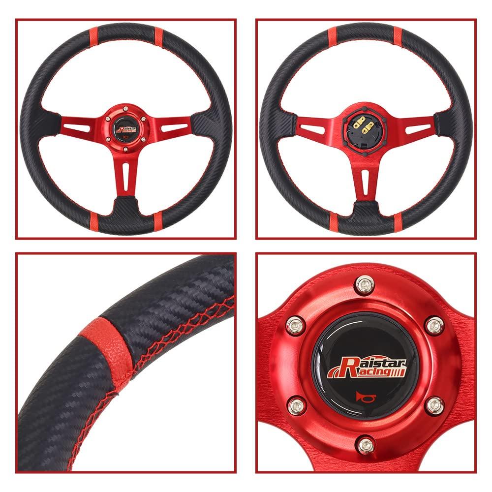Deep Corn Steering Handle 70mm Sports Type Life_mart 35 (Red)