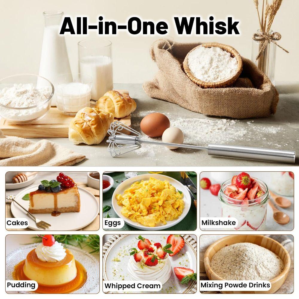 Upgraded Egg Whisk Hand Push Semi Automatic Whisk Durable Rotary Whisk Blender Baking