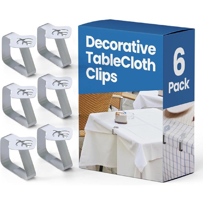 12Pcs Picnic Tablecloth Clips for Outdoor Tables - Stainless Steel Large Table Cloth Clip, Fits for 2.5” Thick Tables, Metal Clamps for Picnic