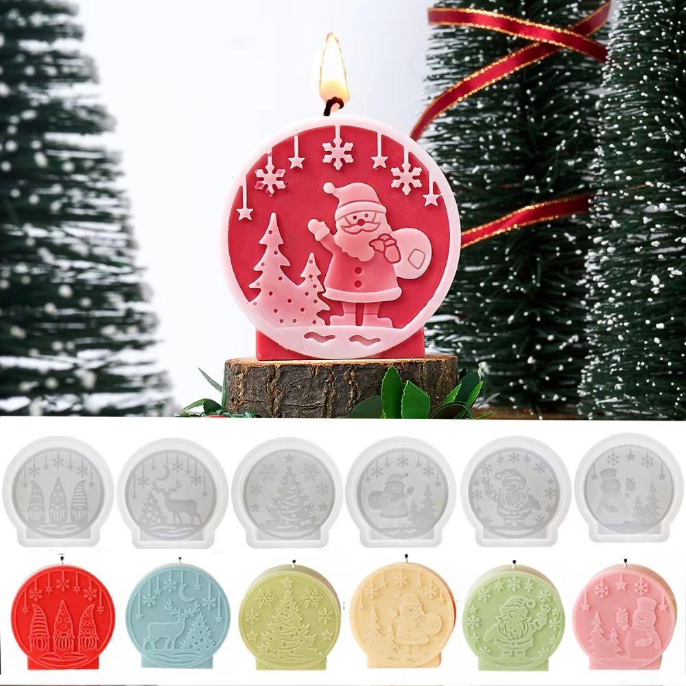 Silikon-Weihnachtskerzenformen Handgemachte DIY-Bastelartikel Kerzenverzierung Form Weihnachtsmann Rentier Schneemann Relief Weihnachtskugel