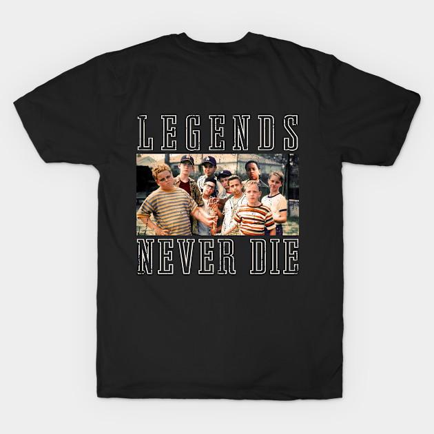 

Men Black Print T-shirt The Sandlot Legends Never Die No-Cut Transfer Paper Print Cotton Tshirt 3XL чорний