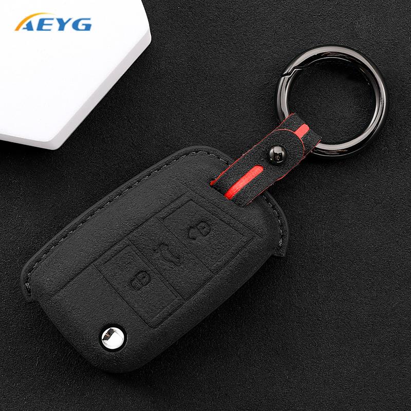 Leather Car Key Case Cover Shell Fob For Vw Volkswagen Golf 7 Mk7 Tiguan Mk2 For Seat Ateca Leon Fr 2 Ibiza Key Fob Accessories