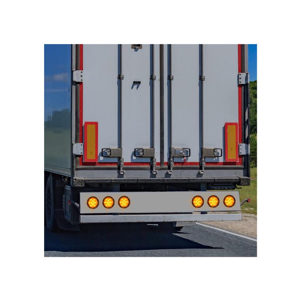 APSMOTIV 4" Round LED Trailer Round Amber Turn Signal Truck Trailer RV Tail Running Light Lamps w/White Bezels 24V Trailer Side Marker Light