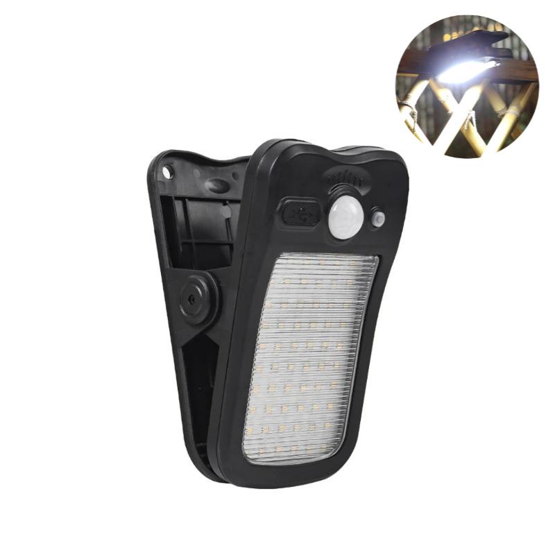 60LED Clip on Solar Light Motion Sensor IP65 Waterproof 3 Lighting Mode USB Charging for Outdoor Garden Yard Fence Lamp