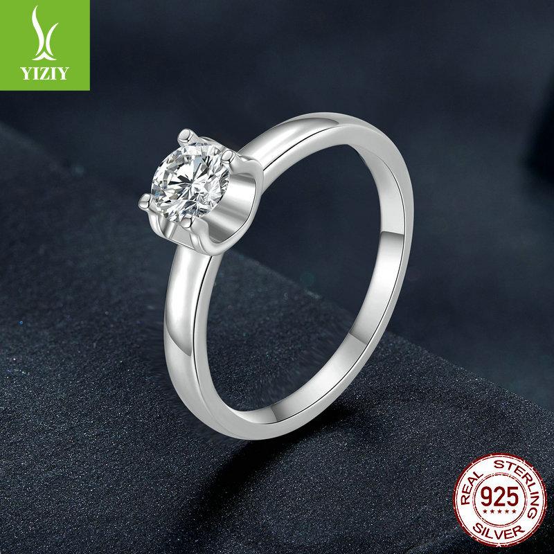 S925 Silver Mozzarella Diamond Ring, Neutral Wind Platinum Plated Luxury Ring Ring Msr007