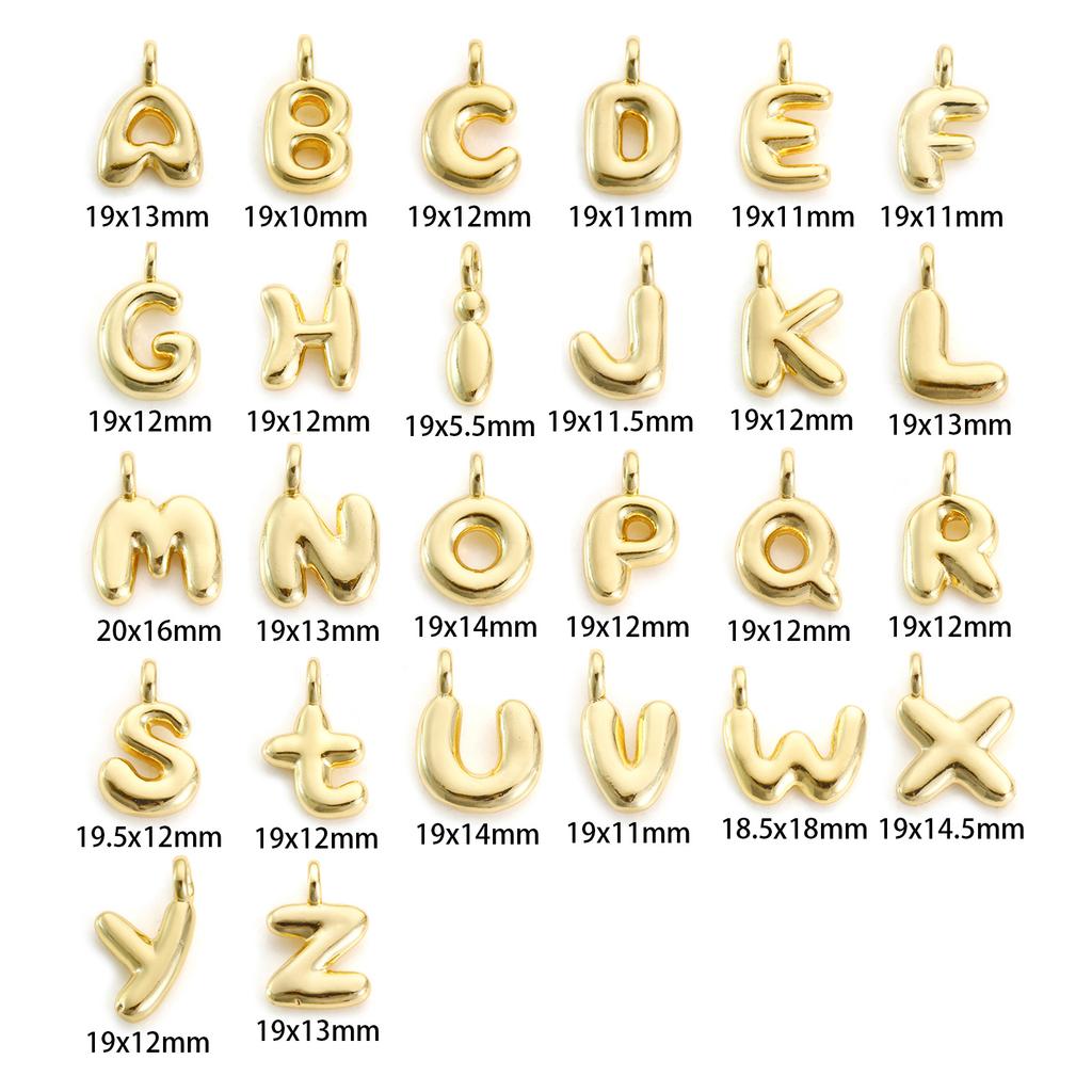 1 Stück Messing Charms Buchstabe Großbuchstaben Initialen "A-Z" 18K Echtsilber Vergoldet Anhänger Personalisierter Schmuckherstellung Zubehör