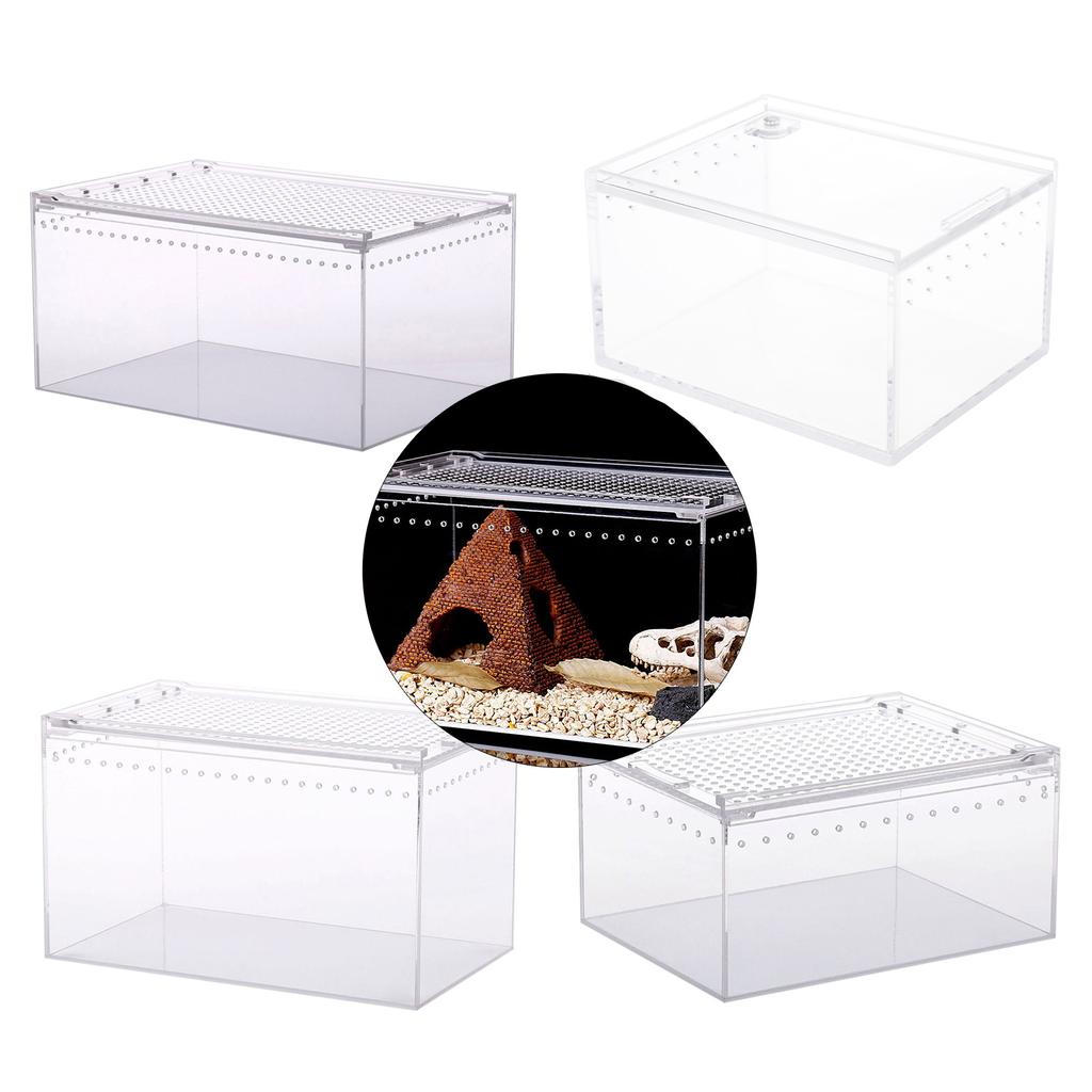Acrylic Reptile Cage Breeding Box Terrarium Clear Feeding Habitat for Snake Small Pet Isopods Lizards Roaches Insect