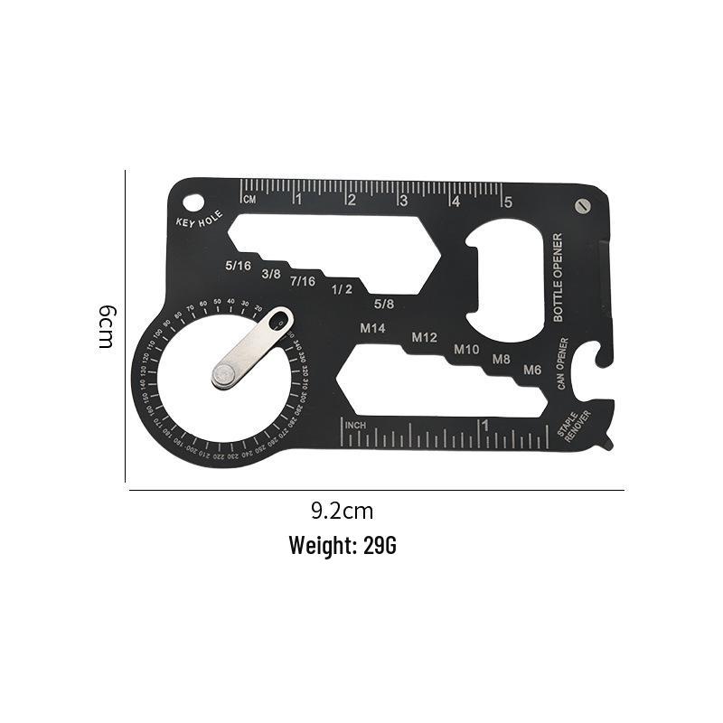 Outdoor Survival Multifunction Tool Card: Protractor, Ruler, Knife & Universal Opener