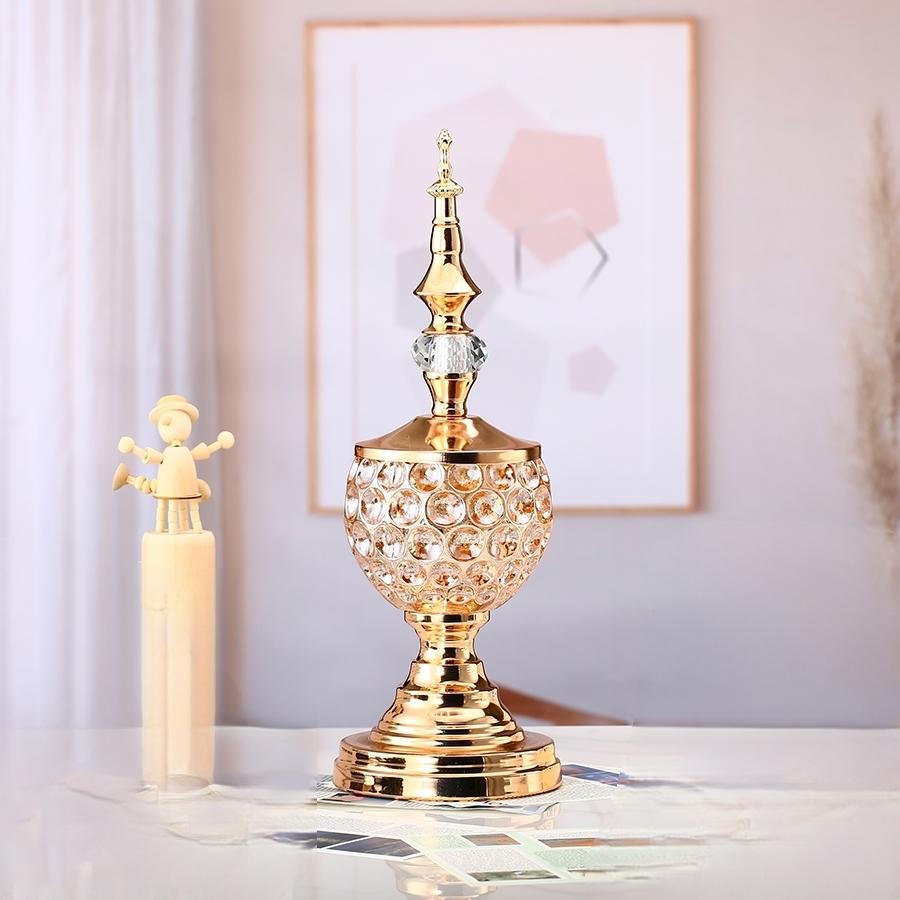 

1pc Crystal Golden Candle Holder Candlestick For Home Decor For Dining Table Decor Weddeing Ramadan Incense burner белый