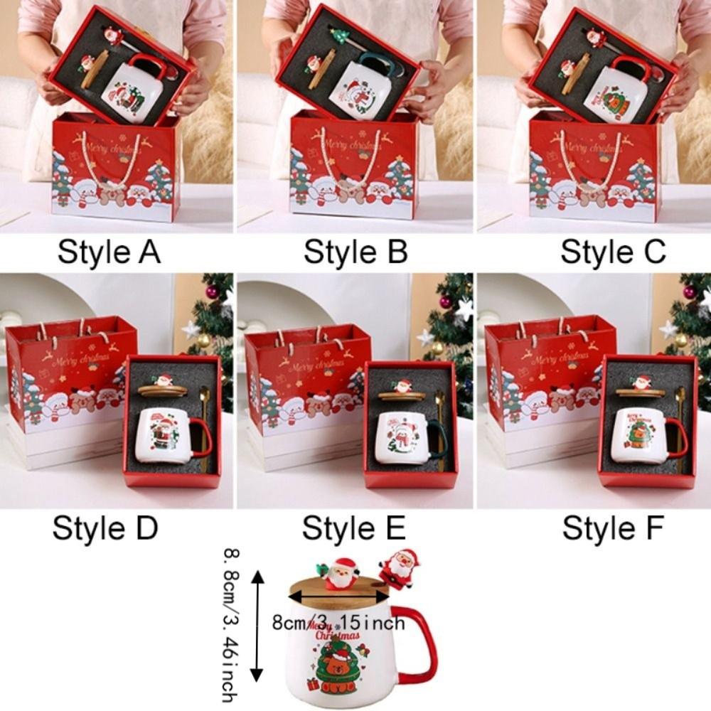 400ML Christmas Ceramic Coffee Mug Santa Claus Deer Snowman Pattern Glazed Festive Theme Drink Cup Heat-resistant
