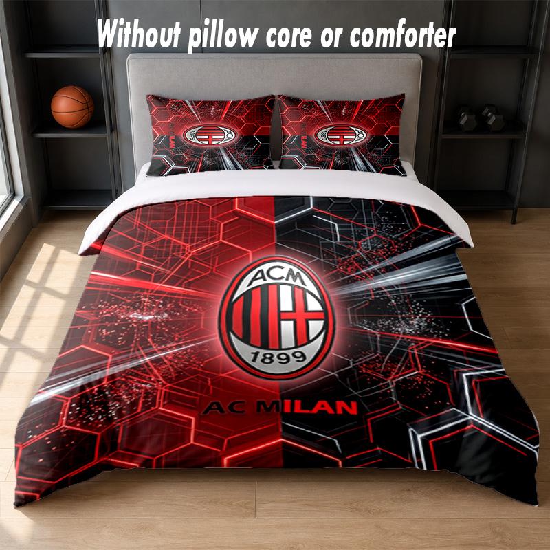 AC Milan Design Bed Bedding Set 1 Duvet Cover + 2 Pillowcases Soft Breathable Household Bed Linens