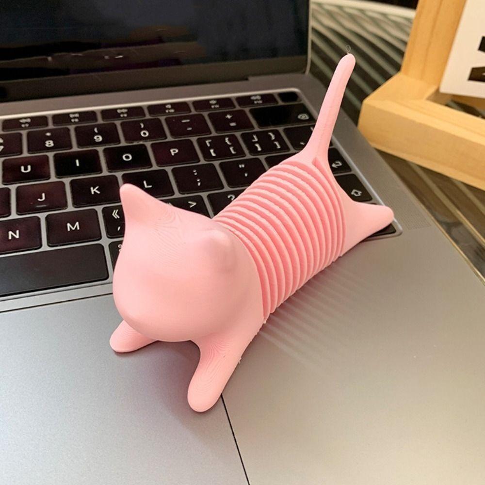

Simulation Spring Cat Ornament Plastic Spring Cat Model Cute 3D Printing Spring Cat светло-розовый