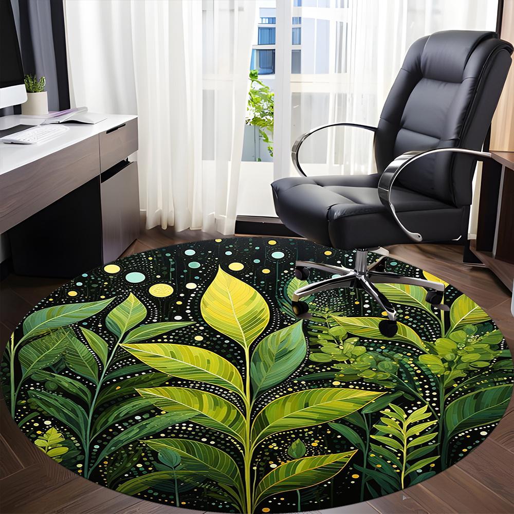 1pc Nature Plants Office Round Area Rug, Indoor Mat Suitable ForOffice, Under Office Chairs Bedroom Living Room Home Decor, Room Decot060