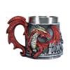 Western Monster Dragon Mark Coffee Cup, Stainless Steel Dragon Statue Water Cup, 3D Castle Guardian Dragon Beer Cup