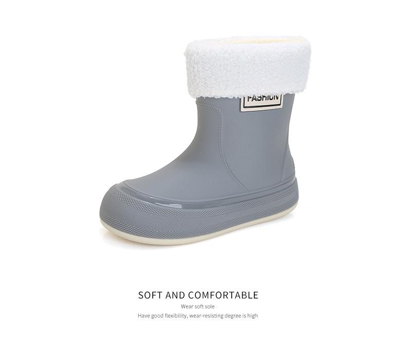 [One piece] water shoes women's medium tube outer wear short rain shoes fashion rain boots thermal rubber shoes water shoes