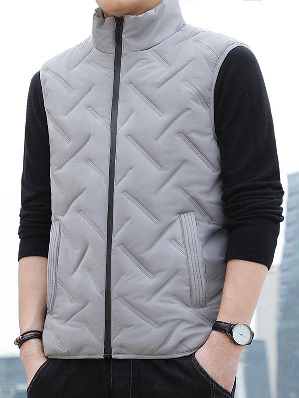 

Men s Autumn/Winter Trendy Stand-Up Collar Down Cotton Vest 4XL