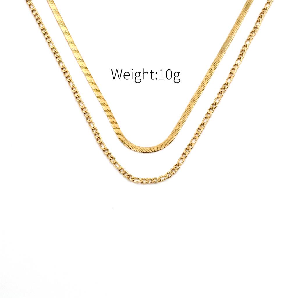 Wind Three Layers Stacked With Titanium Steel Necklace Women'S 18K Gold High-End Necklace Jewelry