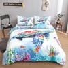 Set Copripiumino Animali Marini Stampa Tartaruga Biancheria da Letto Matrimoniale 3D Splendido Lussuoso Copripiumino Set Coperta Quilt Vita Marina