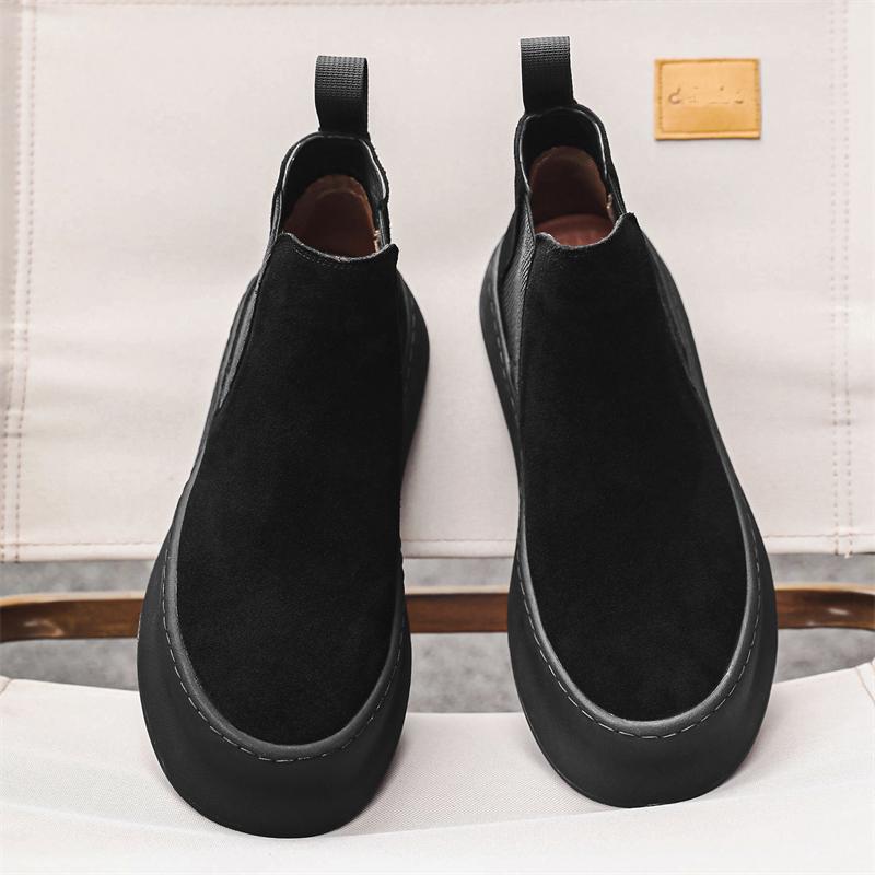 Pánské kotníkové boty z pravé kůže v britském stylu, horký prodej, pánské boty Chelsea, klasické semišové boty Chelsea, volnočasová chůze, obuv