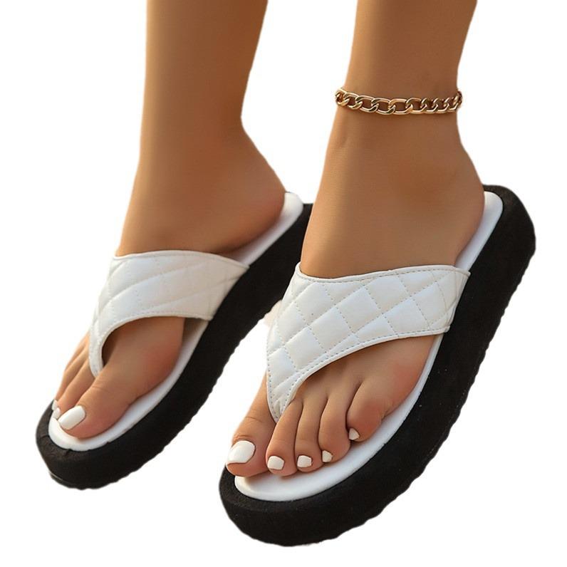 2024 Women's Thick-Soled Toe-Clip Flip-Flops: Plus Size Casual Summer Sandals, European & American Style