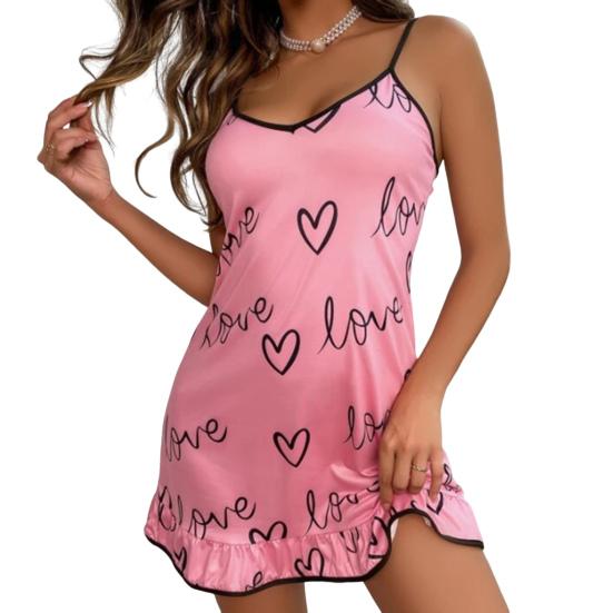 Abito da donna senza maniche con camicia da notte sexy da notte, seducente colore a contrasto