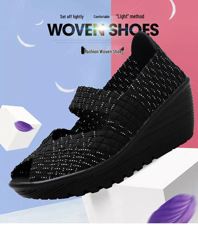 2022 Women's Hand-Woven Slip-On Shoes: Casual, Breathable, Fashionable & Height-Increasing