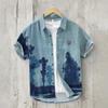 Direct Sales of National Style Short-sleeved Shirts Men's Tops Wholesale Cardigan 1D Digital Printing National Trend